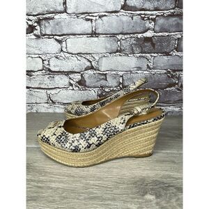 Coach Ferry Snake Embossed Platform Espadrilles Wedges Strap Sandals Women Sz 7B
